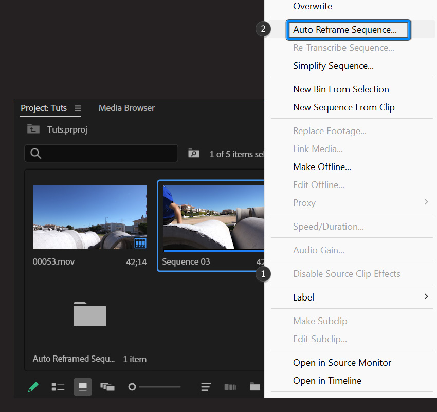 Auto reframe sequence