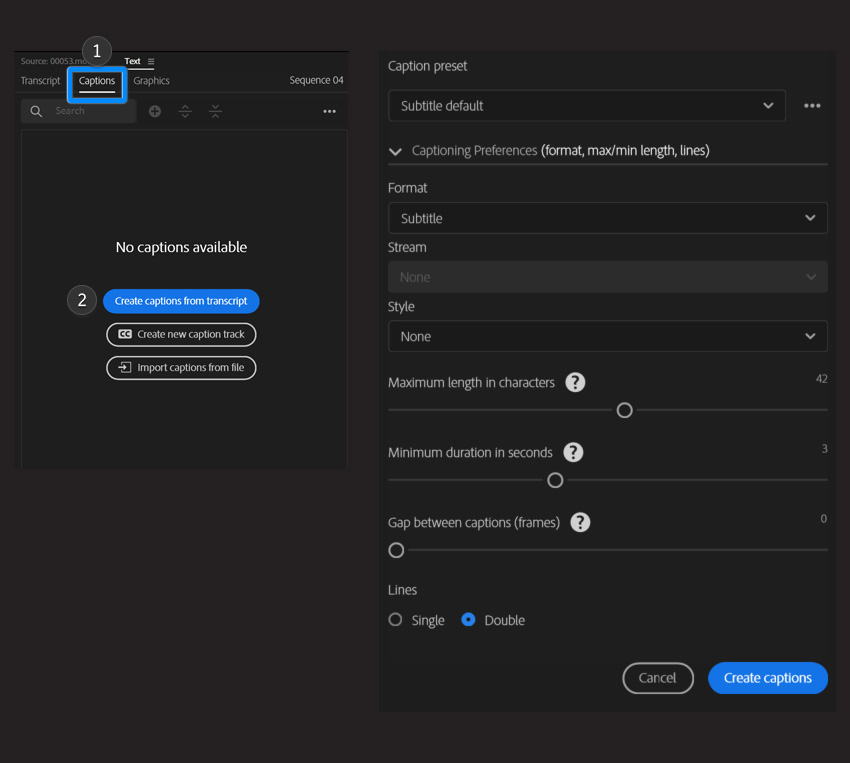create captions