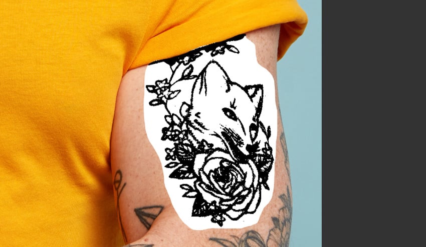 How to remove tattoos in Photoshop: darken the tattoo.