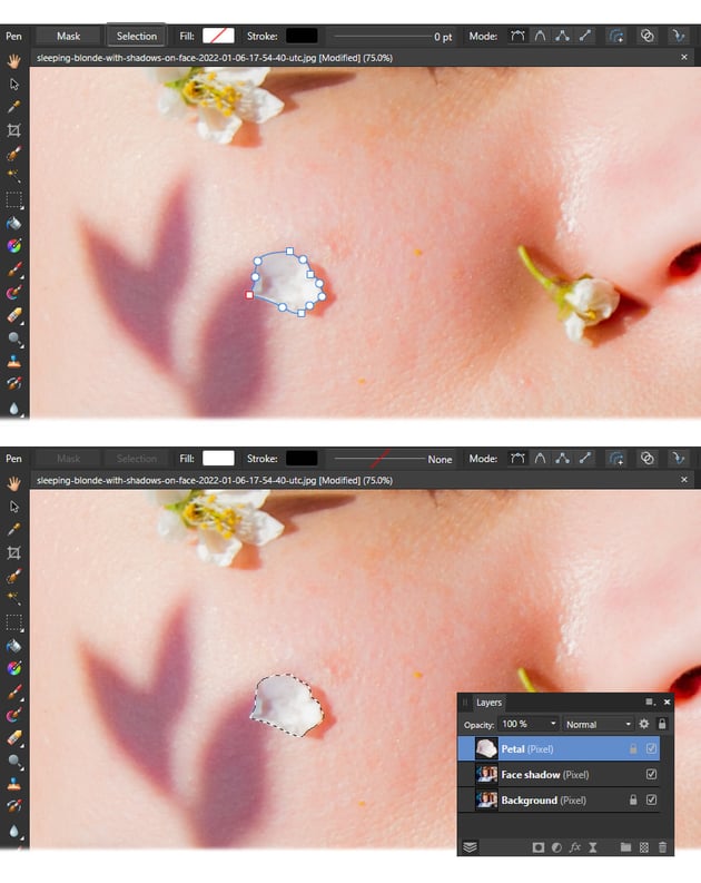 How to take shadows out of pictures: select and copy details.