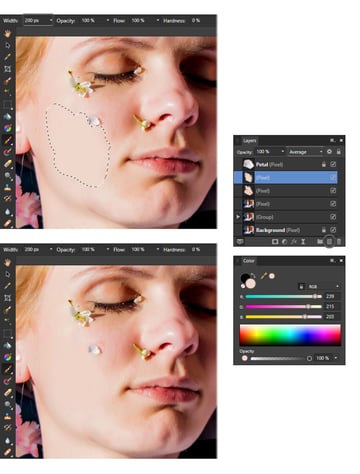 Remove a shadow on a face from a photo: use the Paint brush tool.