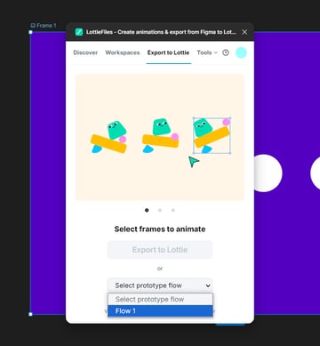 select flow using LottieFiles plugin in Figma