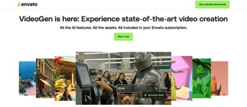 Envato Elements site snapshot: Showcasing new AI Search features for frame interpolation.