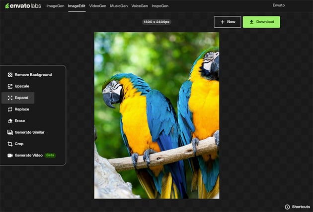 Select Expand from left panel editing options
