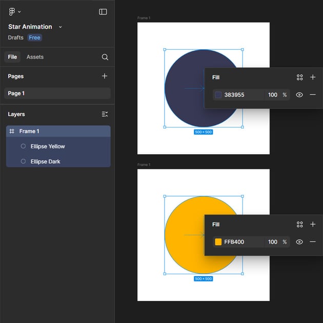 create frame and circles