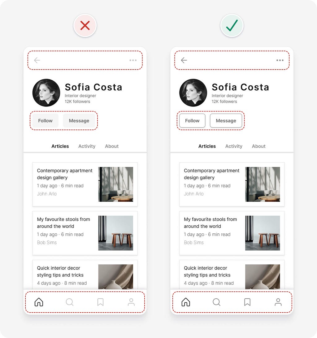 UI design tips example with sufficient 3:1 contrast applied
