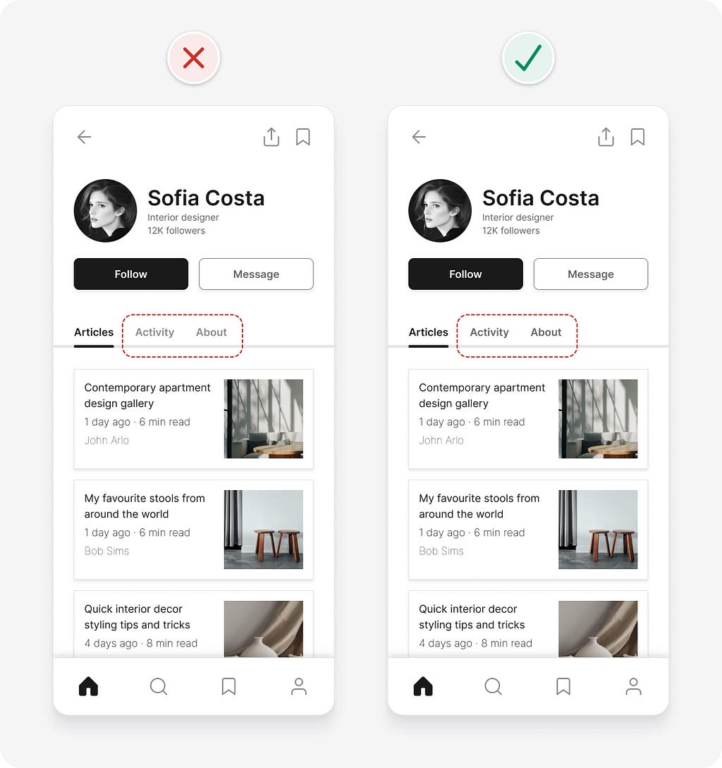 UI design tips example increasing text contrast to at least 4.5:1 to ensure it’s accessible