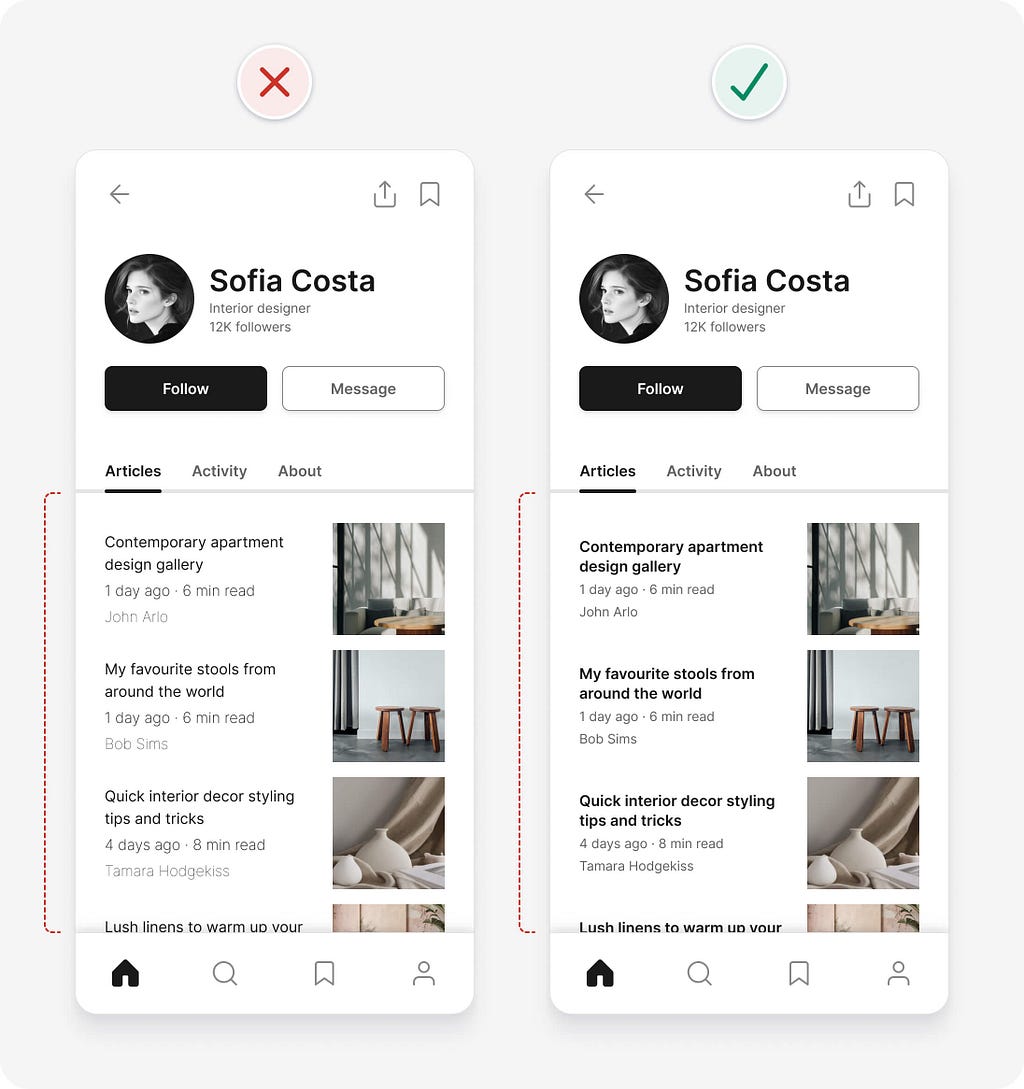 UI design tips example with multiple different font weights reduced to regular and bold only
