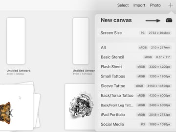 set up tattoo templates on Procreate