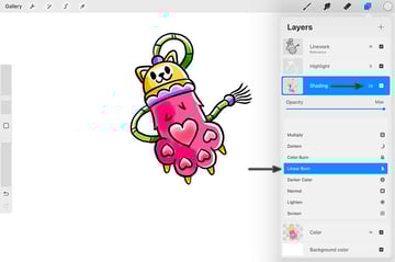 Access Blend Modes menu by tapping on layer thumbnail