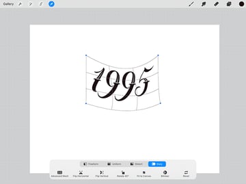 customize procreate text using edit warp transform tool