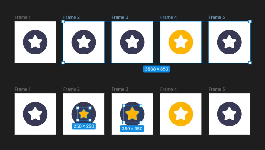 duplicate scale and color star in Figma