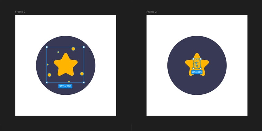 move circles behind star shape