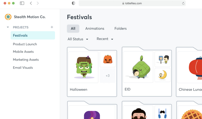 organise lottie files