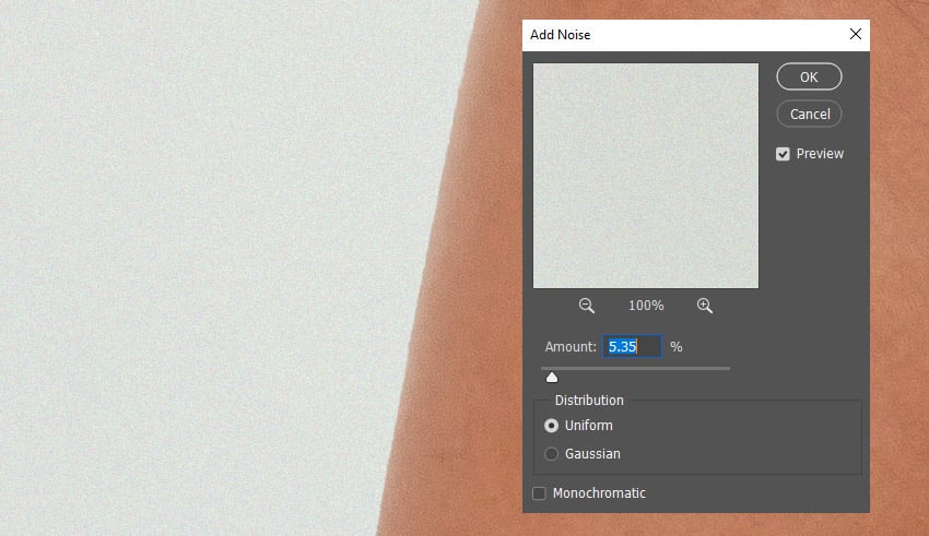 How to smooth a background in Photoshop: add some noise.