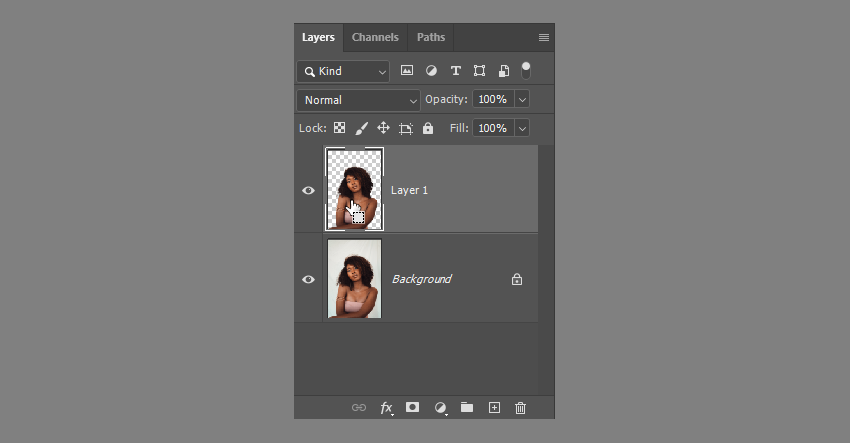 How to smooth a background in Photoshop: select the duplicate.