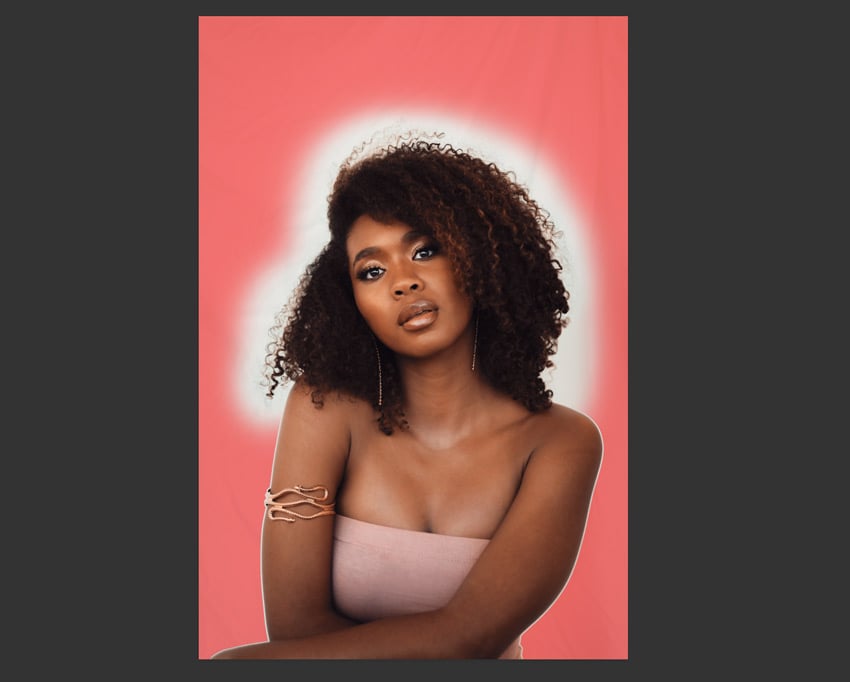 Smooth a background in Photoshop: adjust the selection in the Quick Mask Mode.