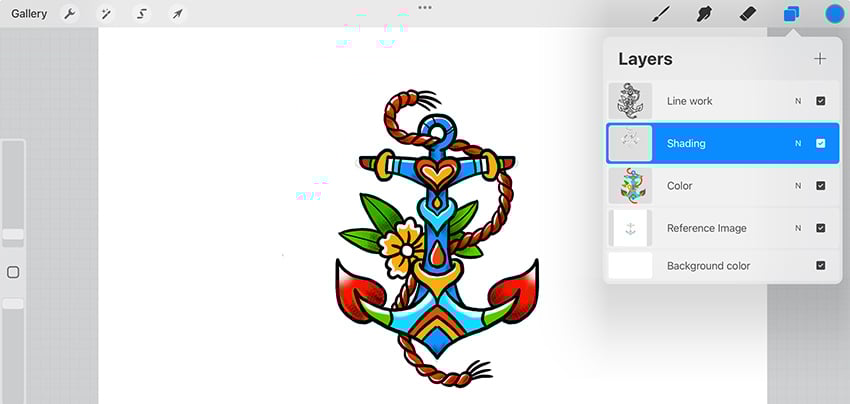 Organize your tattoo design process using Layers on Procreate