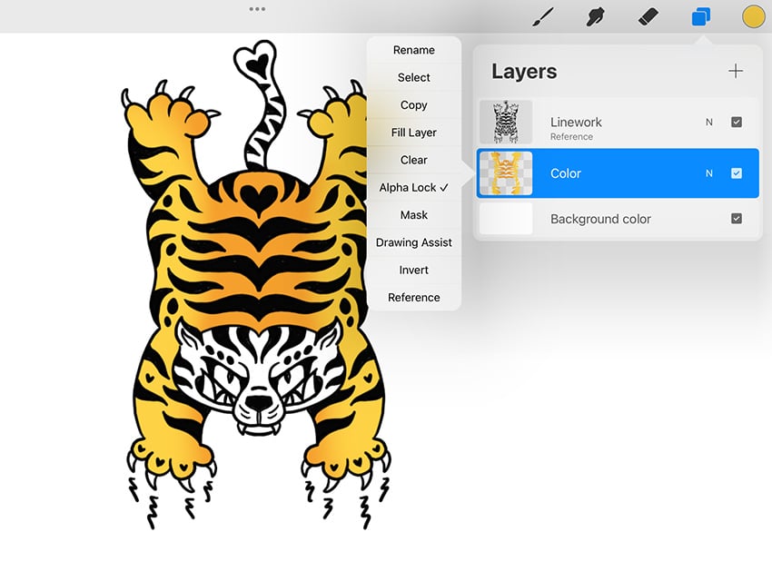 how to use alpha lock to apply gradients