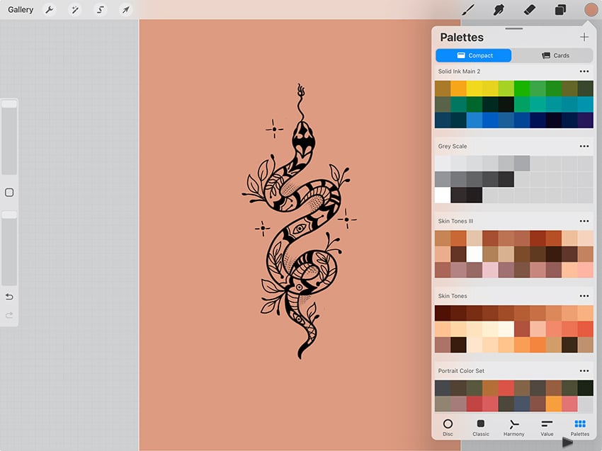 save tattoo color palettes under color