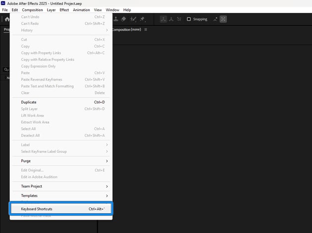 edit After Efftects keyboard shortcuts