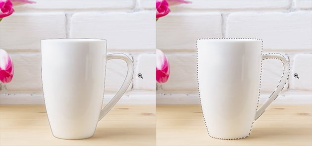 Removing a background in Photoshop: turn path into selection.