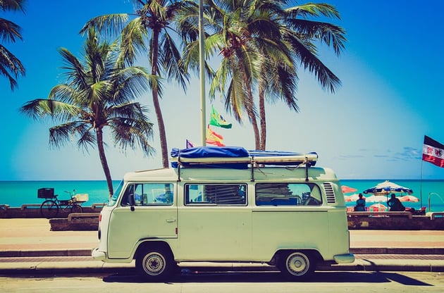 How to resize a batch of images in Photoshop: camper stock photo.