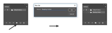 Creating a New Action Set to mass resize images in Photoshop.