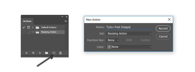 Create a New Action to resize multiple images in Adobe Photoshop.