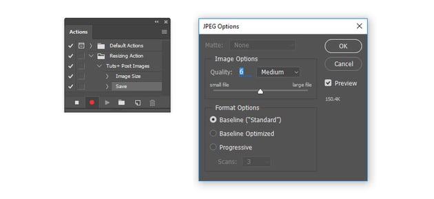 Save and change the image quality for the action to resize multiple images.