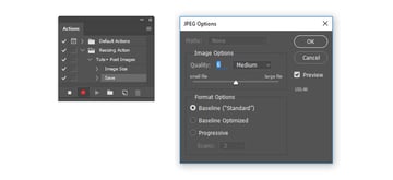 Save and change the image quality for the action to resize multiple images.