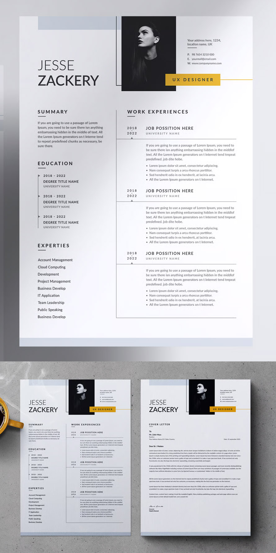 Minimal Resume CV and LetterHead Template