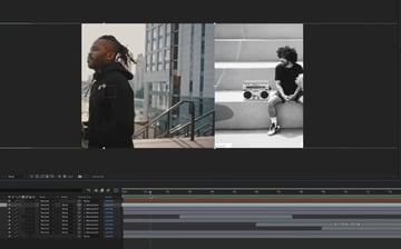 Collage animation in After Effects: beginning the collage.