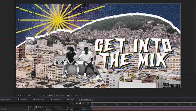 Call to action end screen on an animated collage.