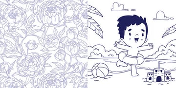 Adult coloring book page VS Childrens coloring book page