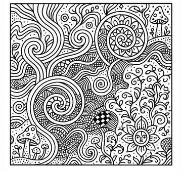 psychedellic tapestry adult coloring page ai generation