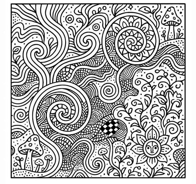 psychedellic tapestry adult coloring page ai generation