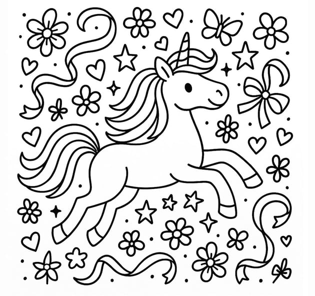 childrens coloring book ai generated featuring unicorn