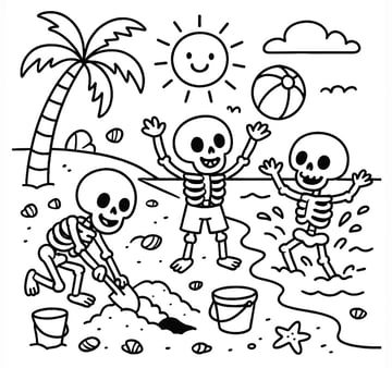 skeletons playing on beach ai generated on Envato's GraphicGen