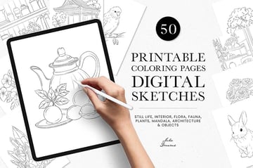 coloring page digital sketches png from envato