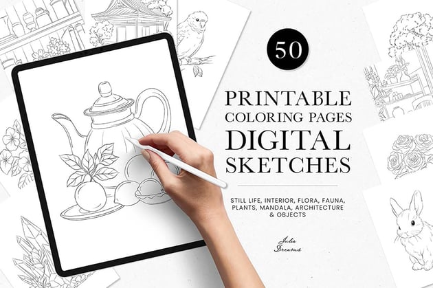 coloring page digital sketches png from envato