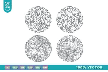 Hand Drawn Floral Line Art Illustration Design from Envato