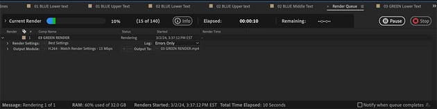 Export After Effects 3D text effects