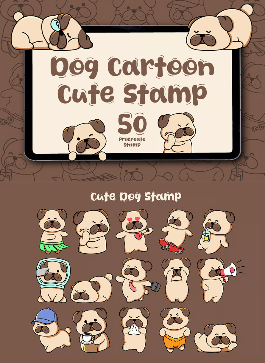 50 Procreate Stamp Pack