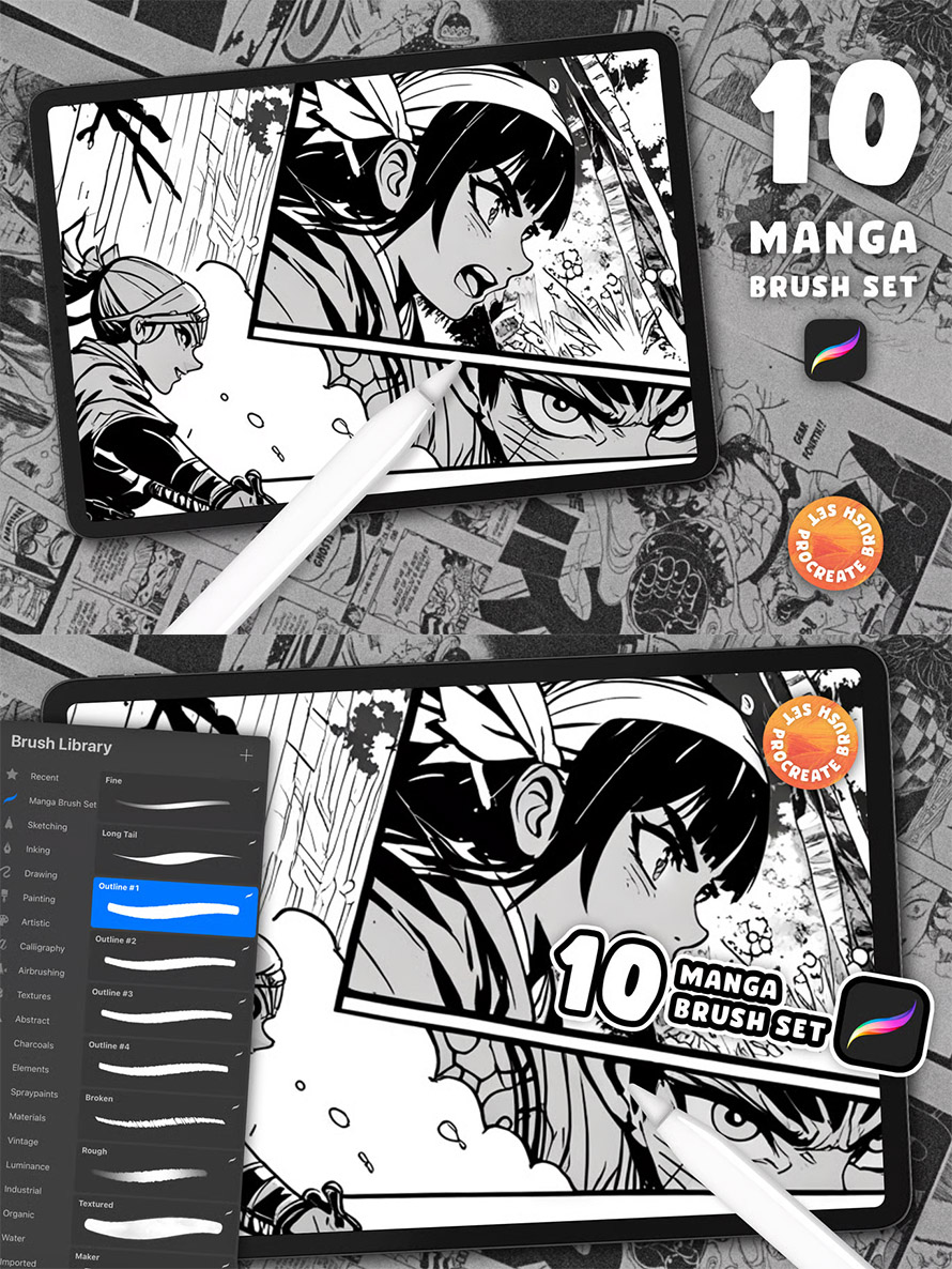 Manga Comic Procreate Brush Set