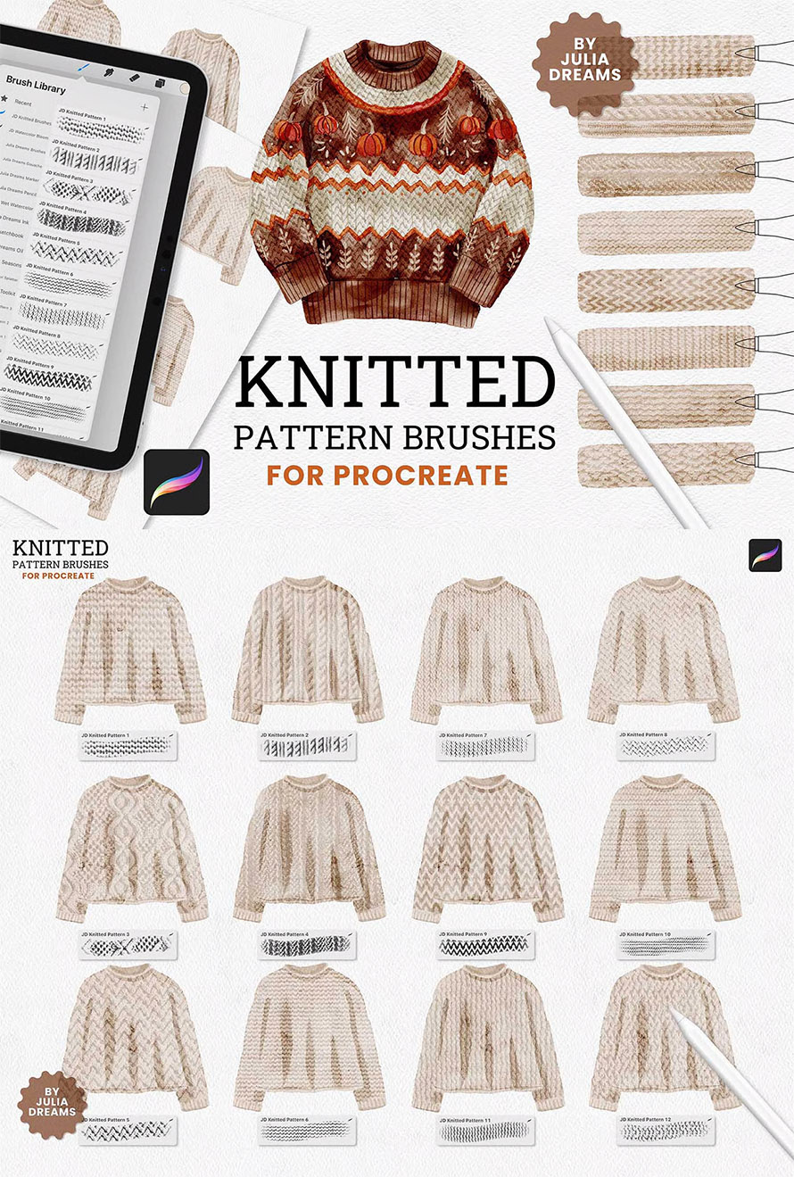 Knitted Pattern Procreate Brushes
