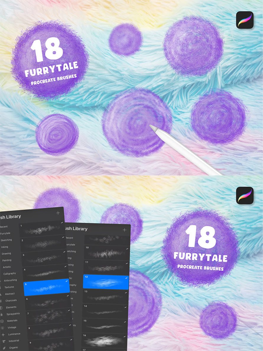 18 Furrytale Procreate Brush Set
