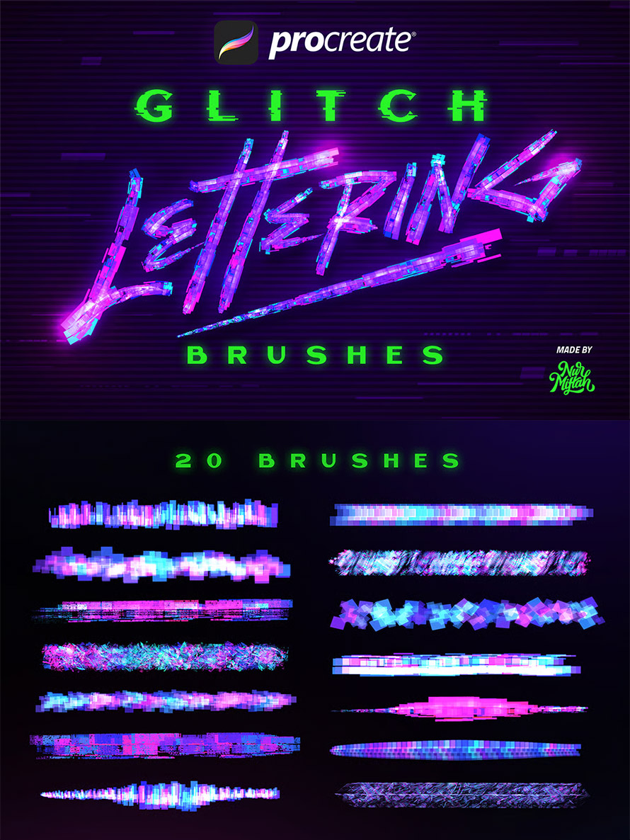 Procreate Glitch Lettering Brushes