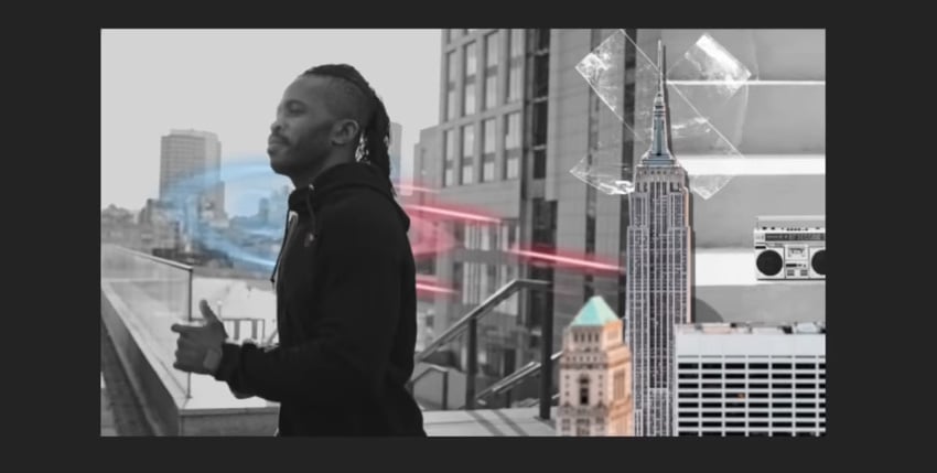 Animation collage in After Effects: foreground elements.