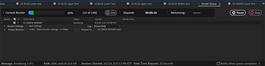 Export After Effects 3D text effects
